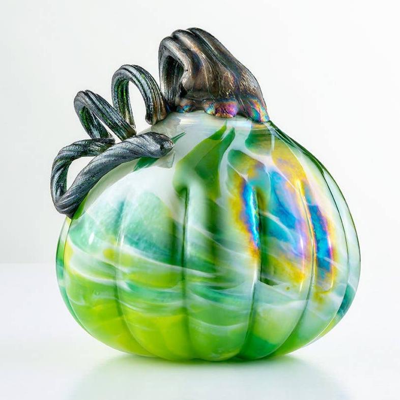Handblown Glass Pumpkin - Green - Art Glass Haven