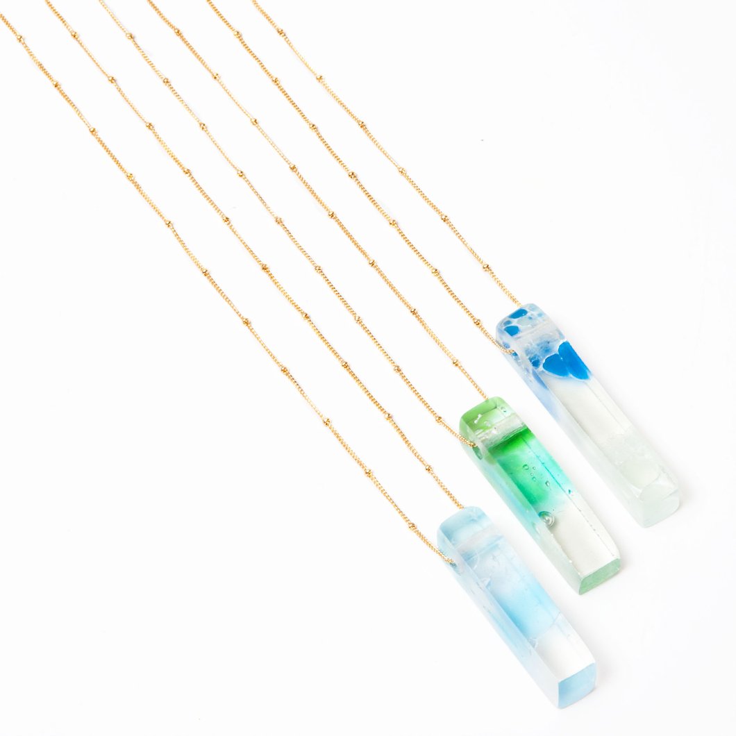Mosaic Stiletto Gold Fill Satellite Necklace - Art Glass Haven