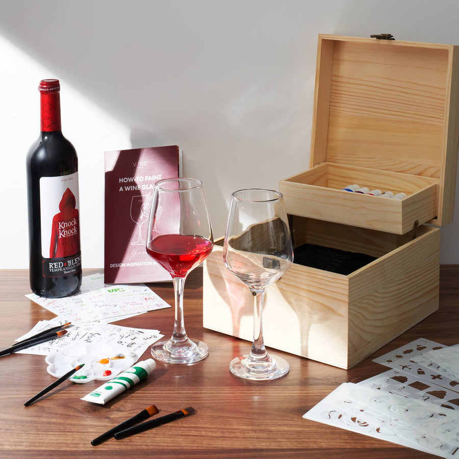 Wine Glass Painting Gift Set - Two 12 OZ Glasses - Art Glass Haven