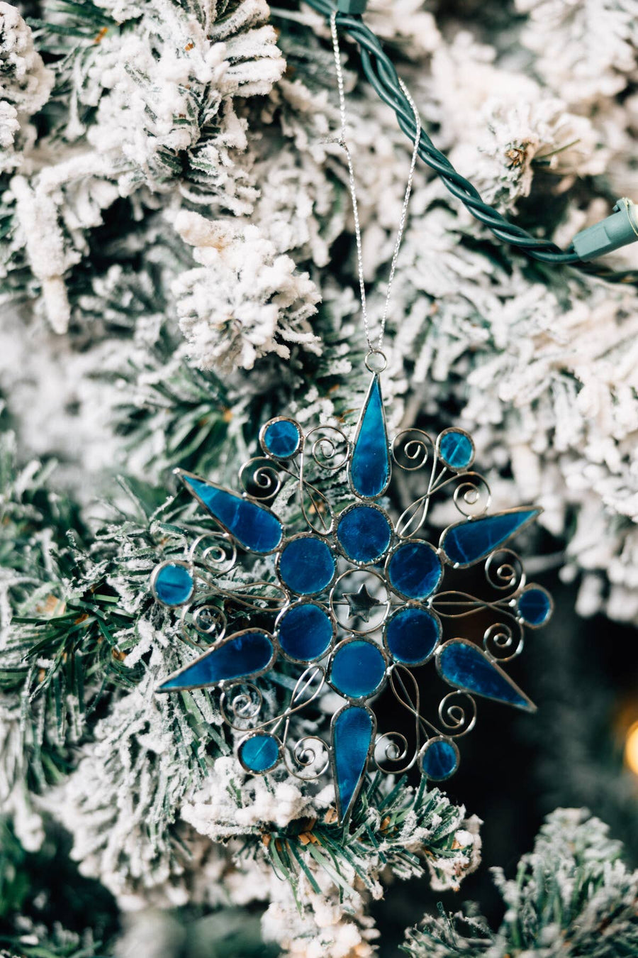 Blue Snowflake Ornament - Art Glass Haven