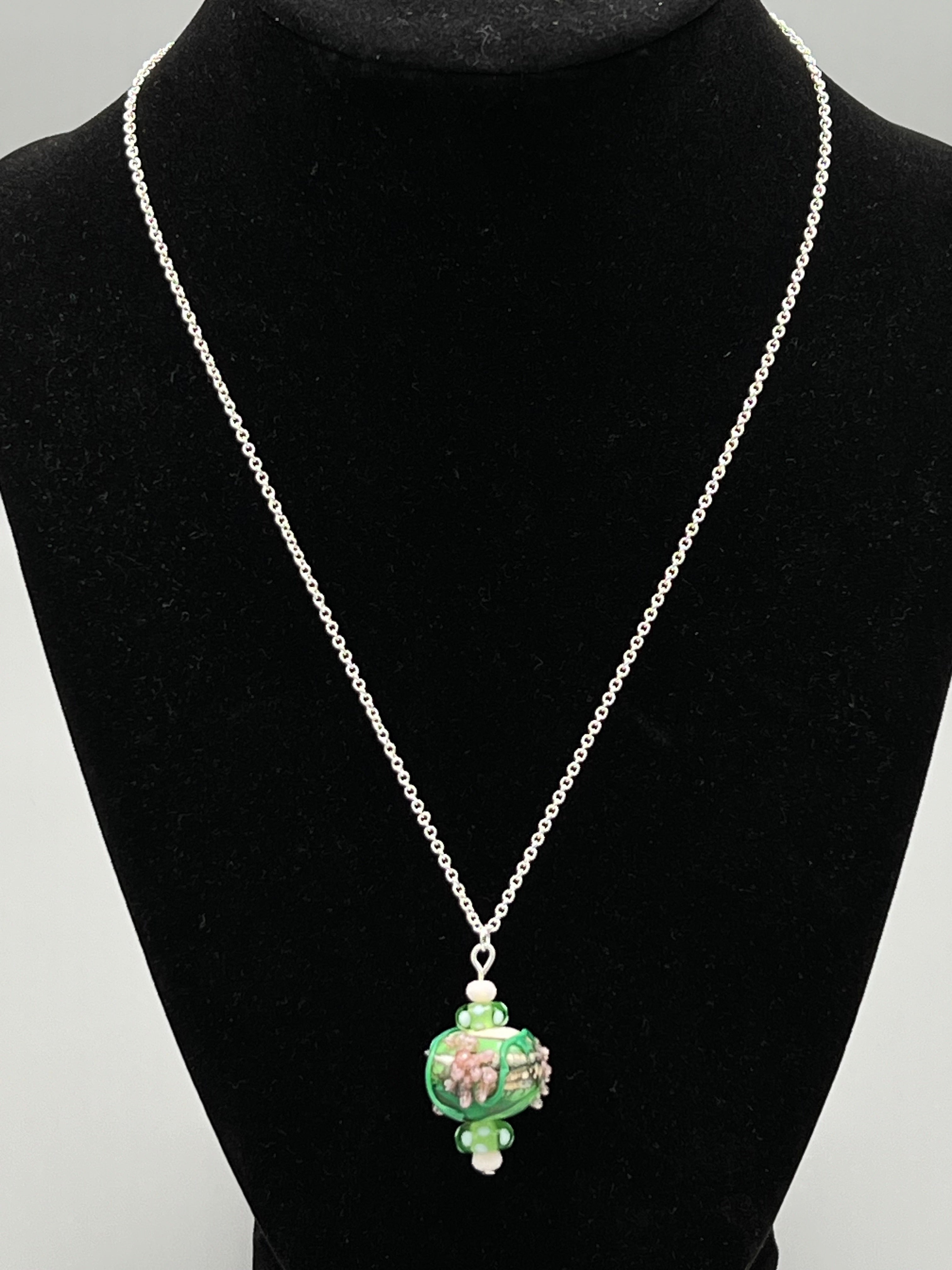 Exclusive Handcrafted Grapevine Flamework Bead Pendant Necklace - Art Glass Haven