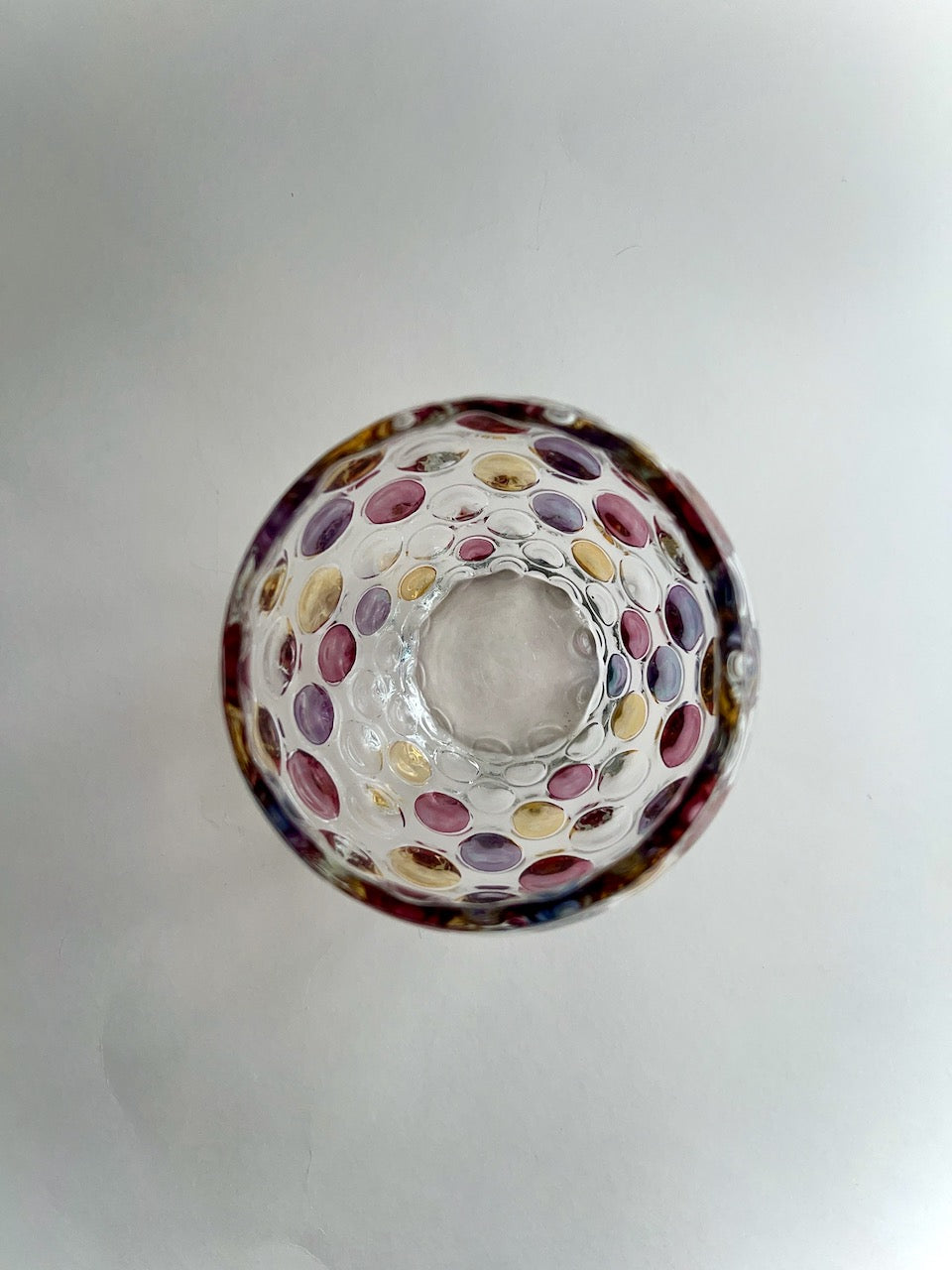 Vintage Nemo Borske Sklo Max Kannegiesser Czech Glass Vase - Optical Dot Design in Jewel Tones - Art Glass Haven