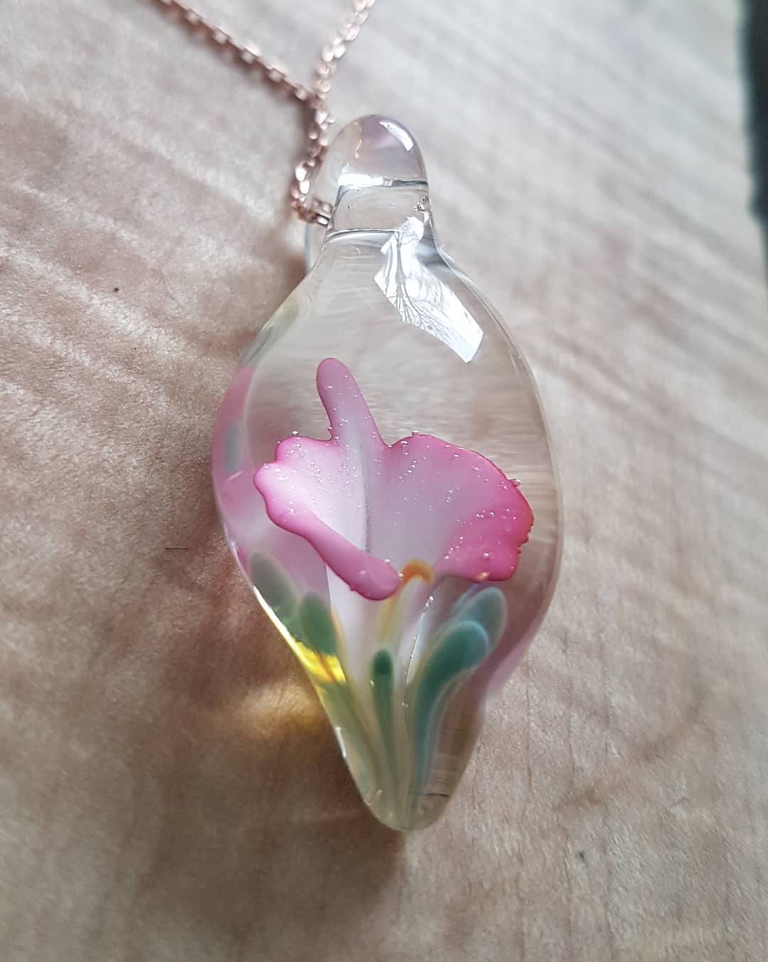 Blown Glass Calla Lily Necklace - Art Glass Haven