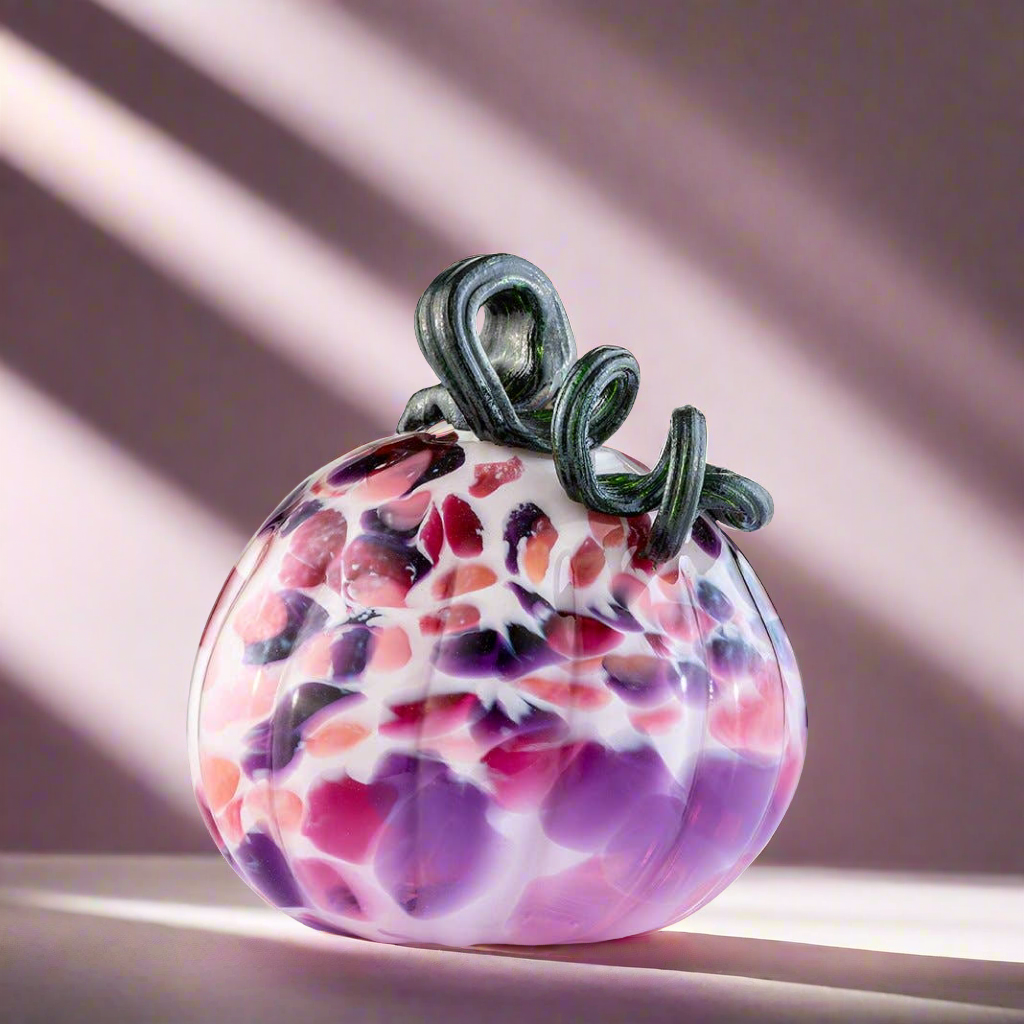 Handblown Glass Pumpkin - Pink - Art Glass Haven