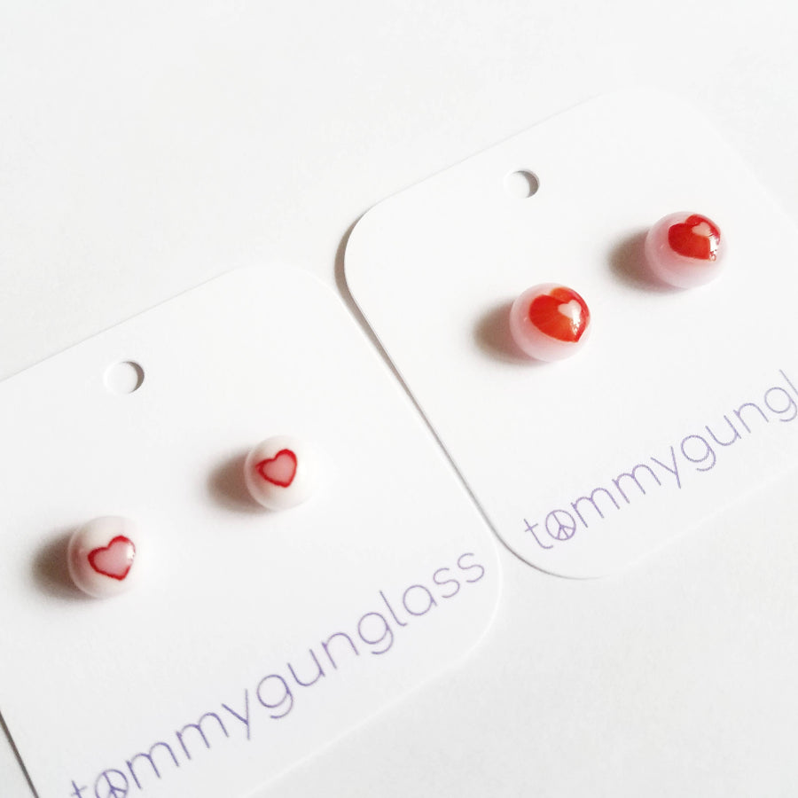 Just Hearts Stud Earrings - Art Glass Haven