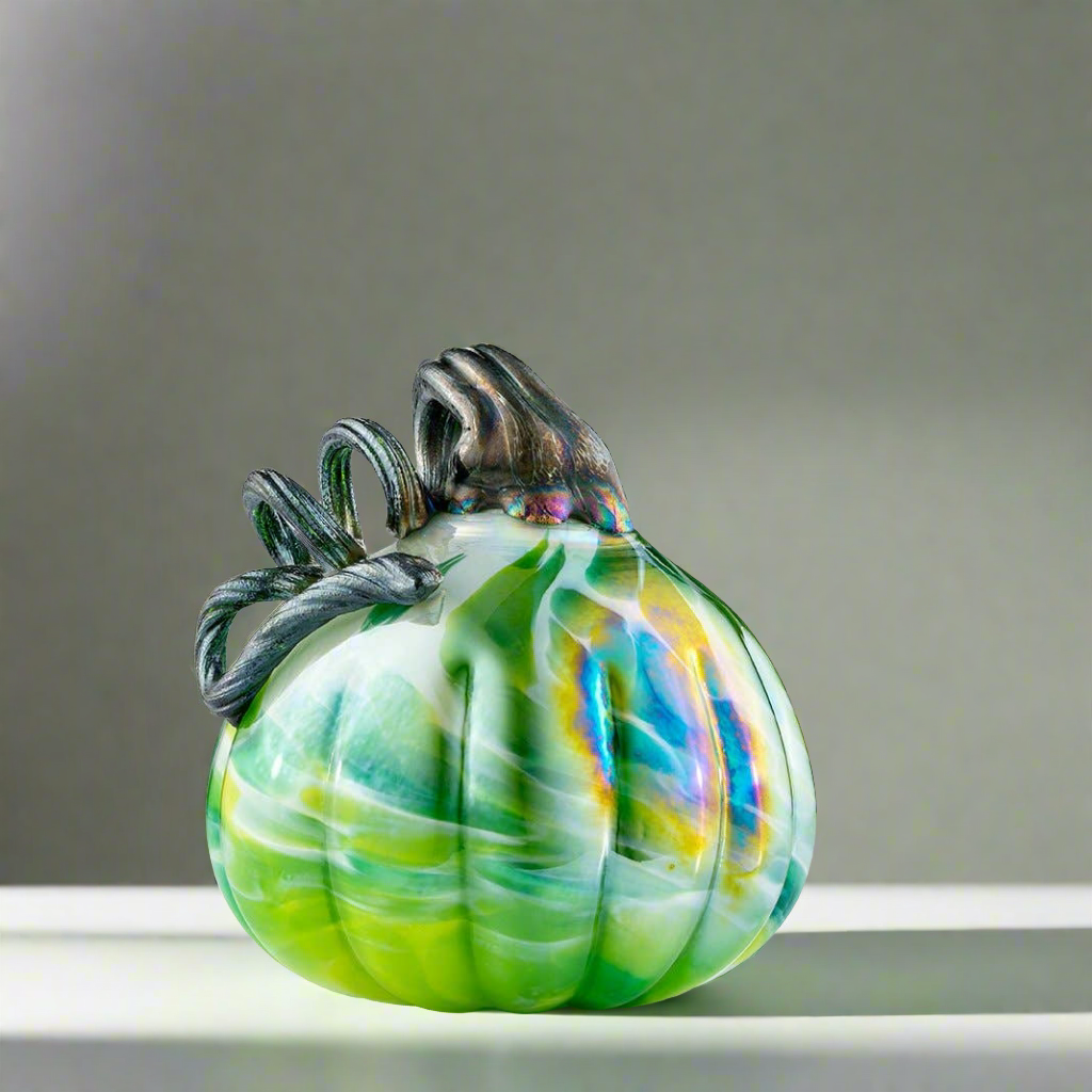 Handblown Glass Pumpkin - Green