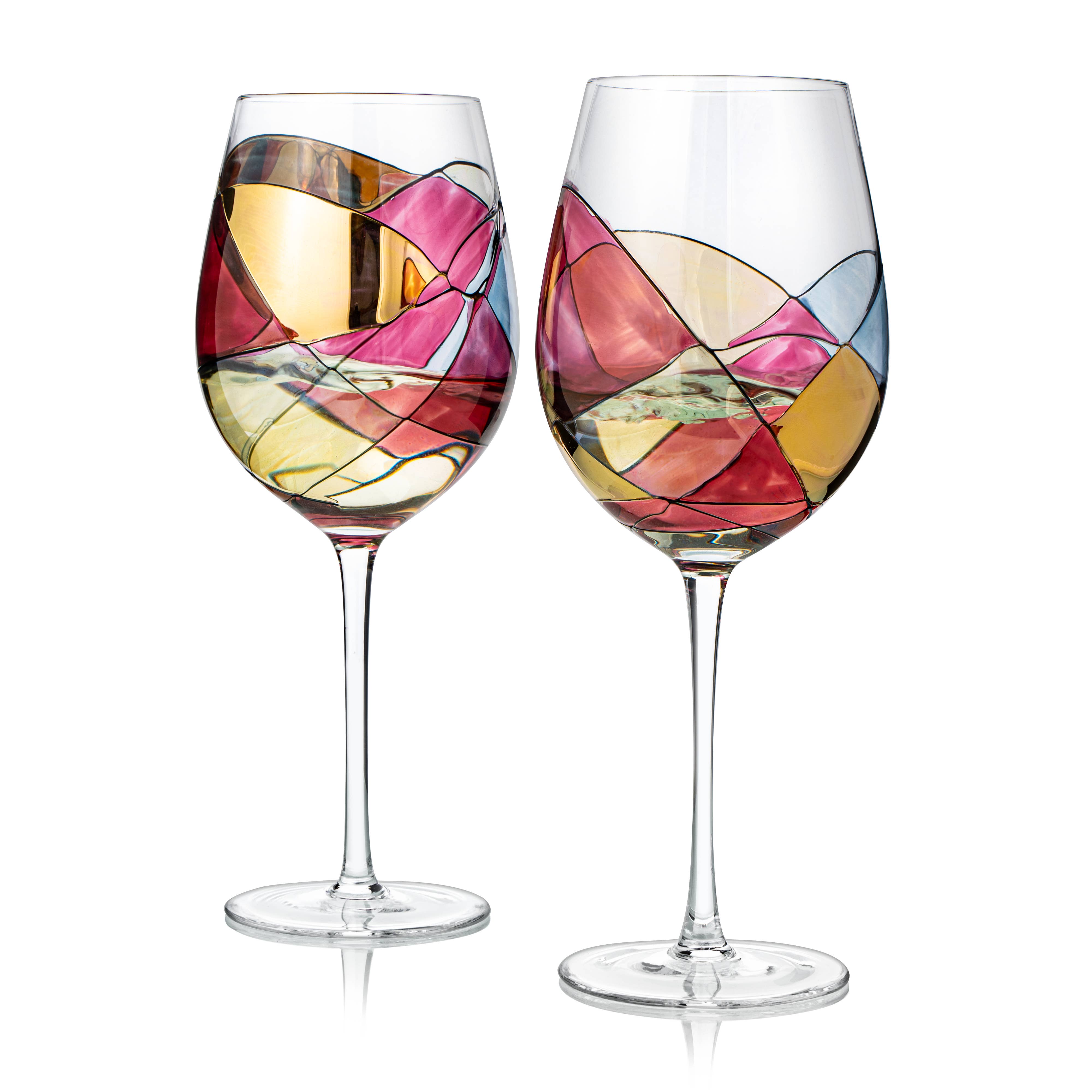 Hand Painted Wine Glasses (Set of 2)