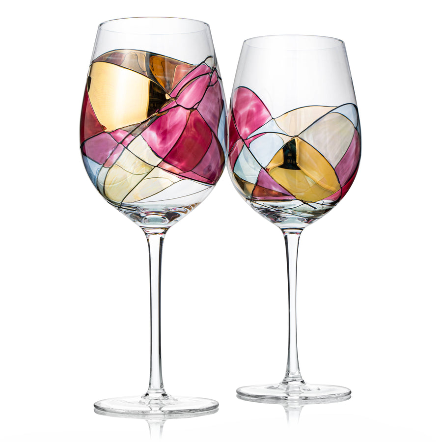 Hand Painted Wine Glasses (Set of 2)