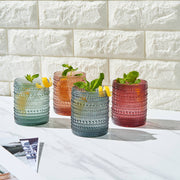 Muted Lowball Beaded Glasses (Set of 4)
