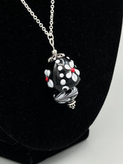 Black and White Flamework Bead Pendant Necklace