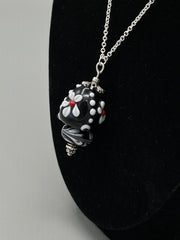 Black and White Flamework Bead Pendant Necklace