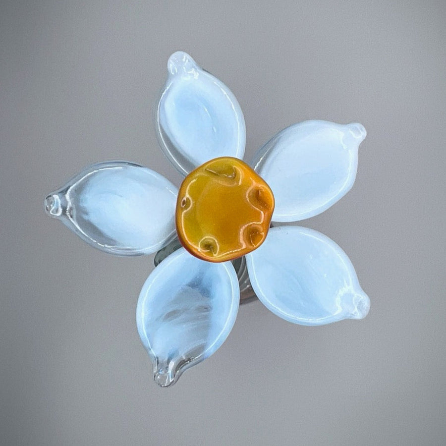 Handmade White Glass Daffodil