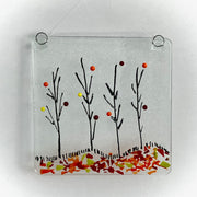 Fused Glass Wildflower Suncatcher in Autumn Tones