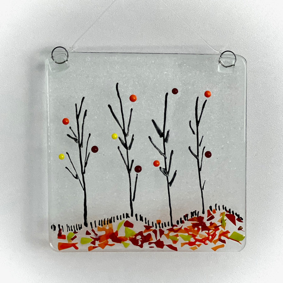 Fused Glass Wildflower Suncatcher in Autumn Tones