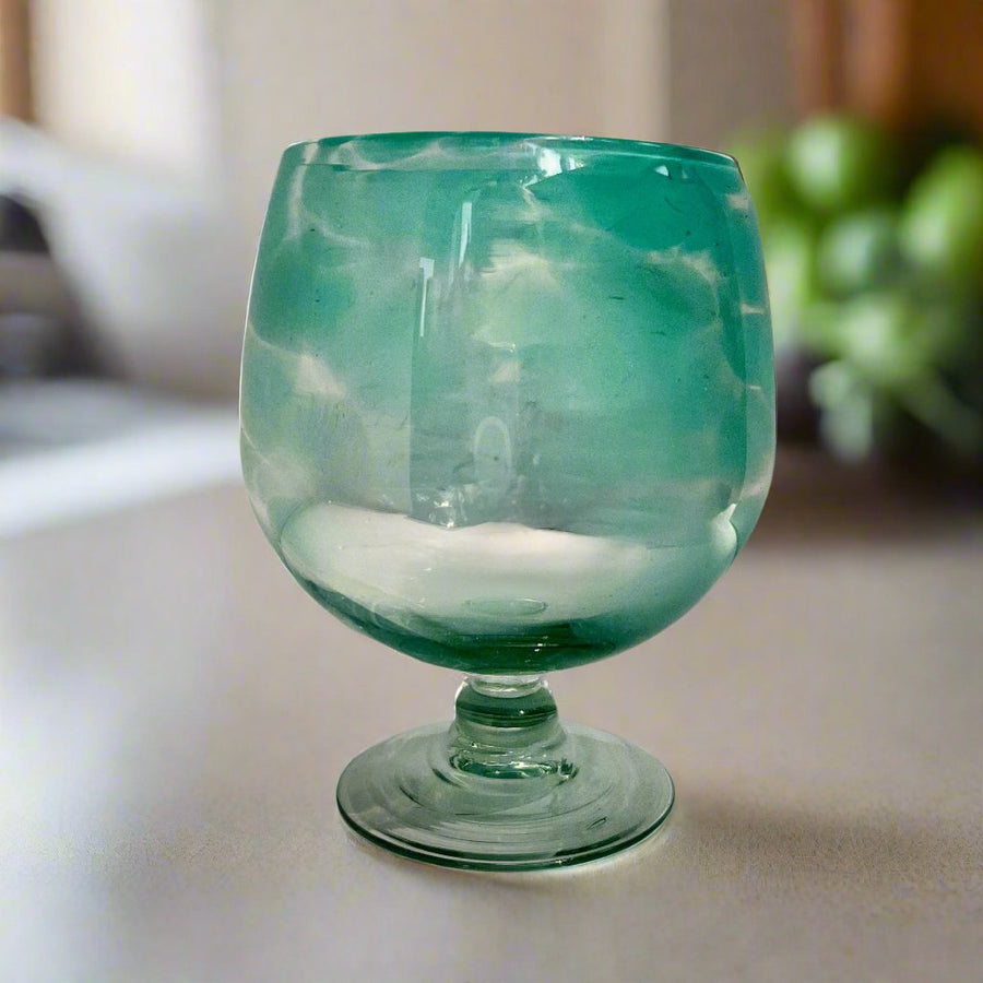 Handblown Seafoam Green Glass Goblet