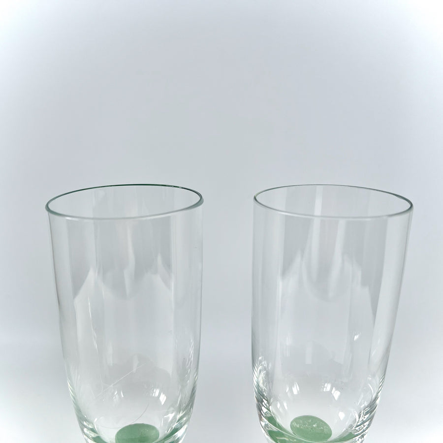 Handmade Villeroy & Boch Champagne Glasses with Green Stems (Set of 2)