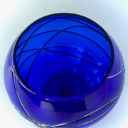 Cobalt Blue Glass Candleholder with Silver Swirls by PartyLite