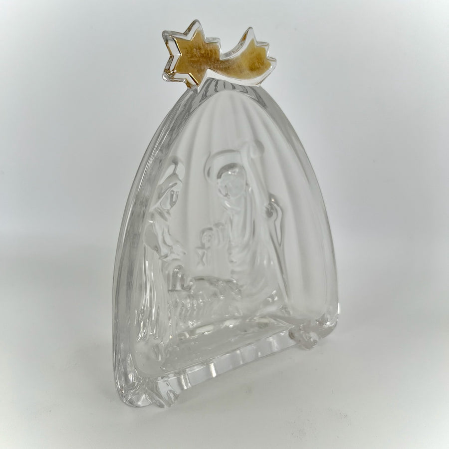 Mikasa Glass Nativity Scene – Molded Glass Holy Family with Star