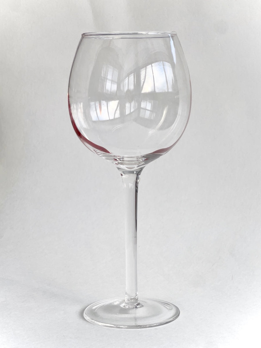 Handcrafted Modern Wine Glass with Red Accent - Artisan Blown Stemware