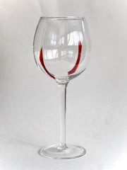 Handcrafted Modern Wine Glass with Red Accent - Artisan Blown Stemware