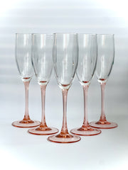 Luminarc Pink Stem Champagne Glasses (Set of 5)