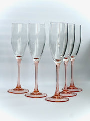 Luminarc Pink Stem Champagne Glasses (Set of 5)