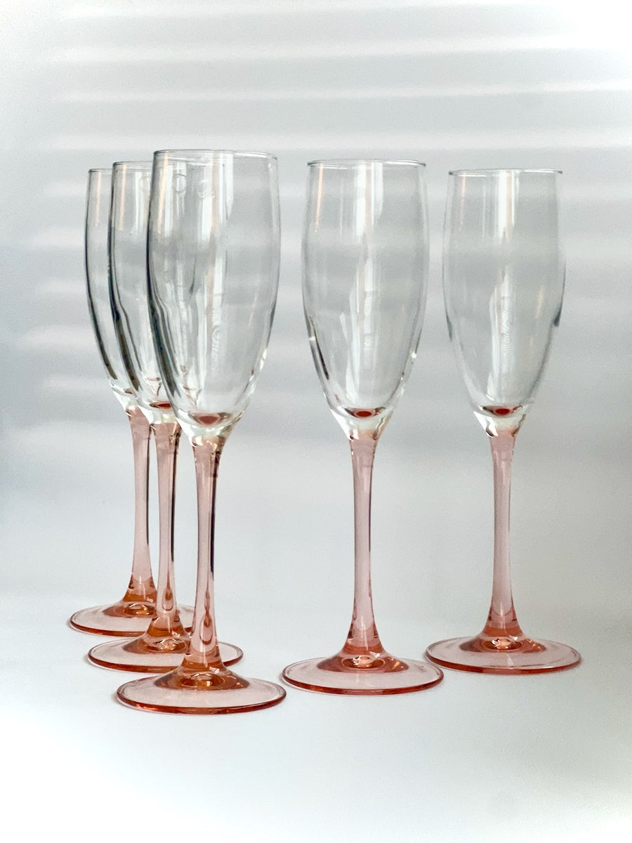 Luminarc Pink Stem Champagne Glasses (Set of 5)