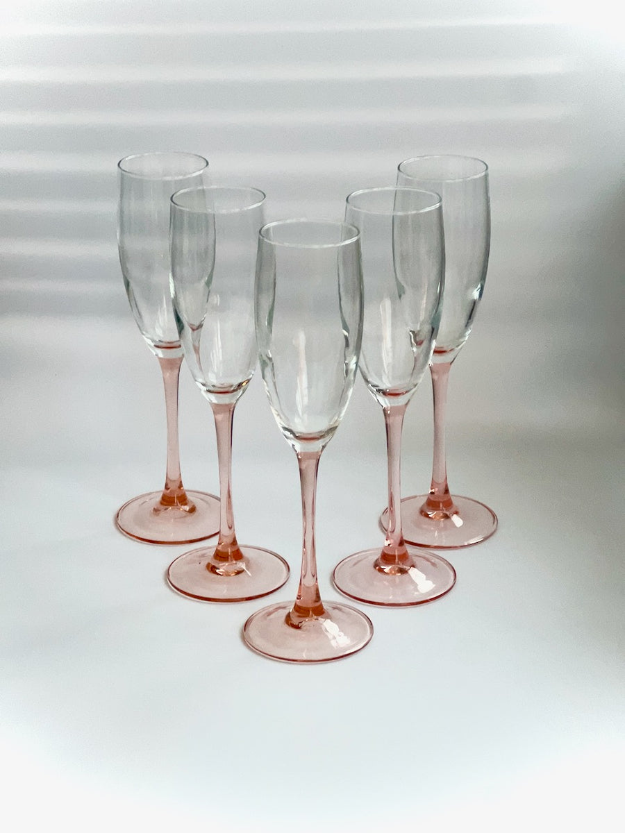 Luminarc Pink Stem Champagne Glasses (Set of 5)