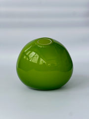 Modern Apple Green Glass Vase with White Interior