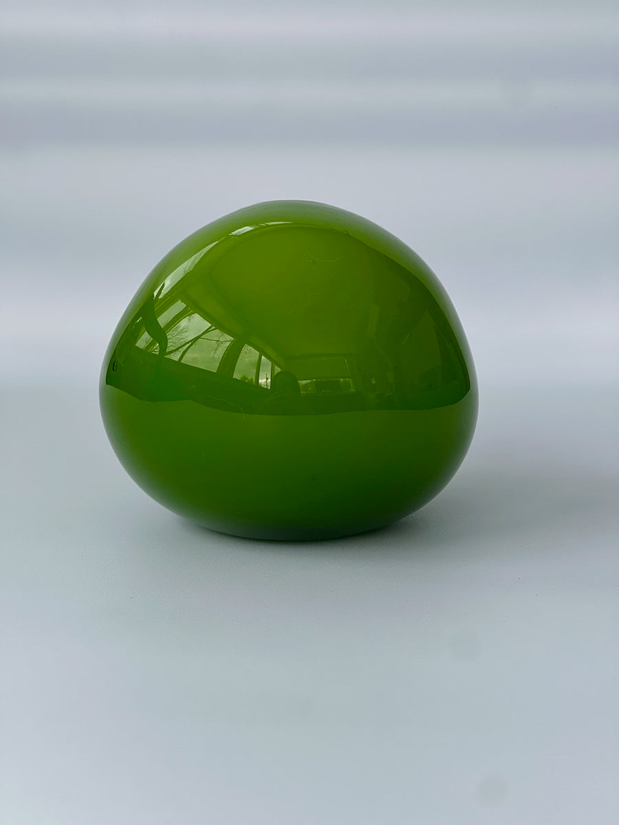 Modern Apple Green Glass Vase with White Interior