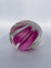 Iridescent Pink Spiral Glass Paperweight – Handcrafted by Maytum Studio