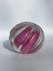 Iridescent Pink Spiral Glass Paperweight – Handcrafted by Maytum Studio