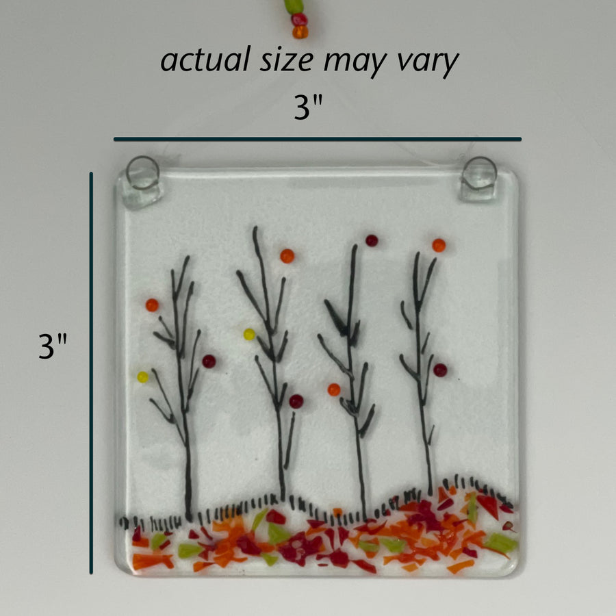 Fused Glass Wildflower Suncatcher in Autumn Tones